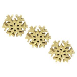 Gold Glitter Wooden Snowflakes (Set of 3) - Party Decor